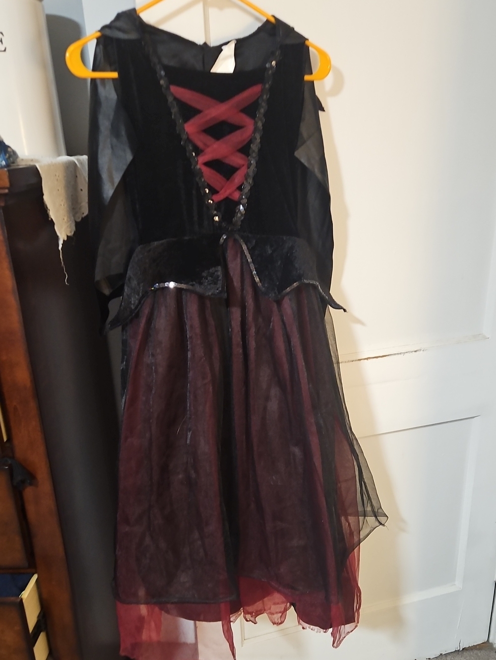 Girls' Black and Burgundy Vampire Halloween Costume Dress